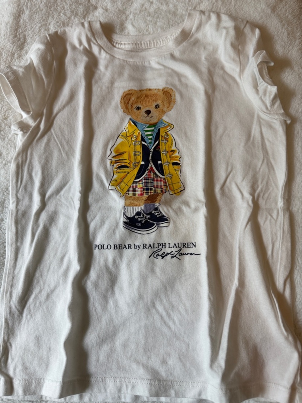 Ralph Lauren White Tee with Yellow Jacket Polo Bear Graphic